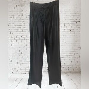 Sincerely Jules Black Glossy Faux Silk Shiny Wide Leg Pant Women’s Small‎